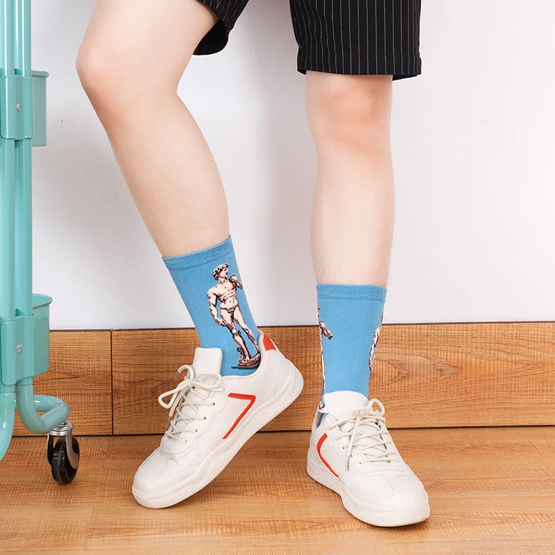 Портрет картина хлопковые забавные рождественские счастливые носки для мужчин и