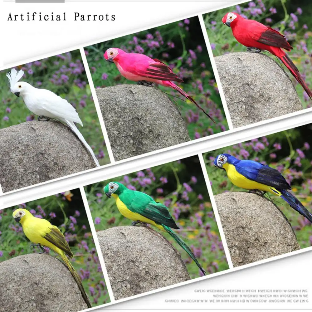 Hot 25cm/35cm Artificial Feather Color Parrot Decoration Ornament Craft Foam Simulated Birds Home Garden Party Wedding Decor | Дом и сад