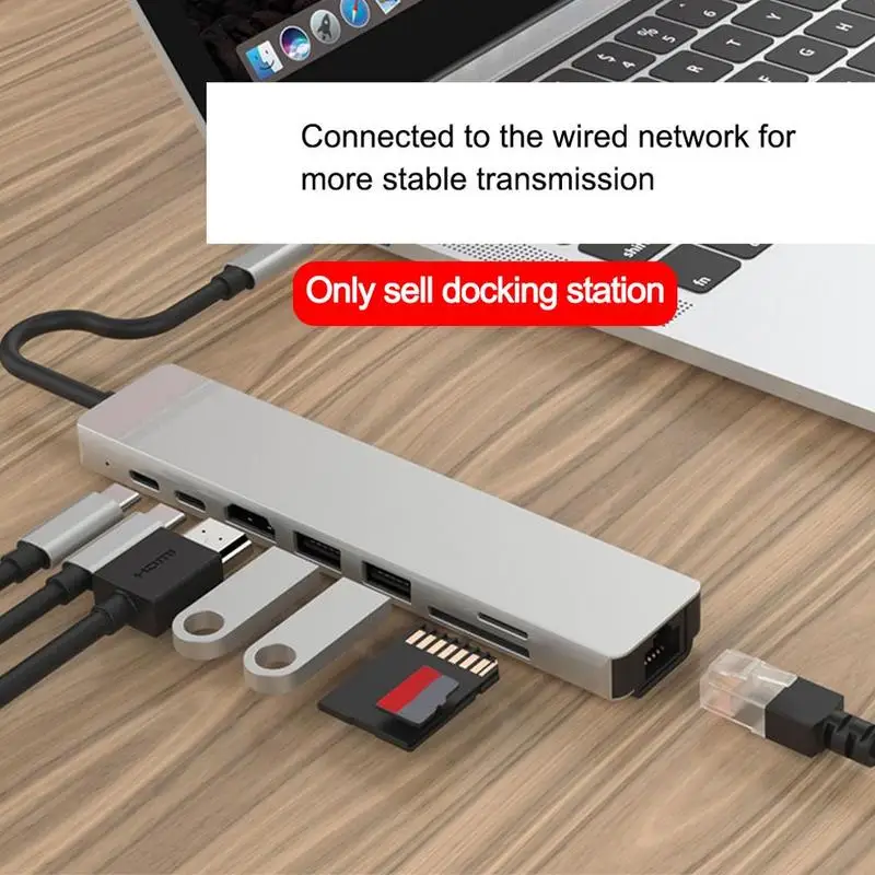 8 в 1 4 многопортовый Тип C USB совместимому с HDMI адаптер 3 0 кабель хаб для Macbook Aux