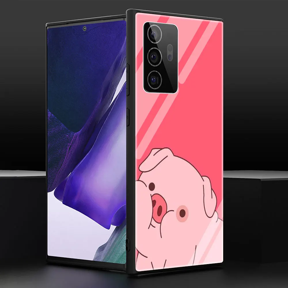 

Cartoon Pig Soft Edge Phone Case Cover for Samsung Note 20 Ultra 10 Lite 10 9 8 Plus 5G Luxury Tempered Glass Shell