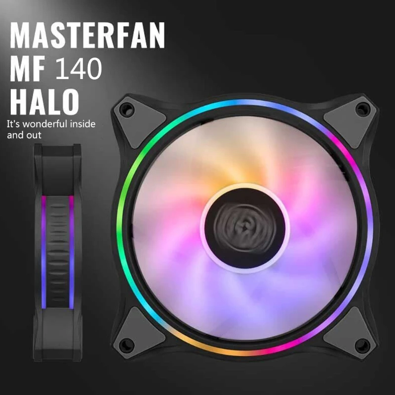 

MF140 12V/4PIN PC Computer Case CPU Cooling Fan Addressable PWM RGB Lighting Cooler Radiator Replaces Fans X6HA