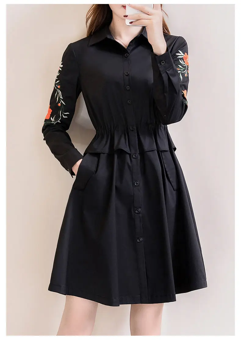 Тренчкот женский тонкий средней длины повседневная одежда с длинным рукавом и