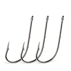 50 шт.лот, черный острый Рыболовный крючок с зазубриной, 1 #-6 #, длинный хвостовик, Высокоуглеродистая сталь, рыболовные крючки, загнутые узкие приманки, аксессуары, снасти