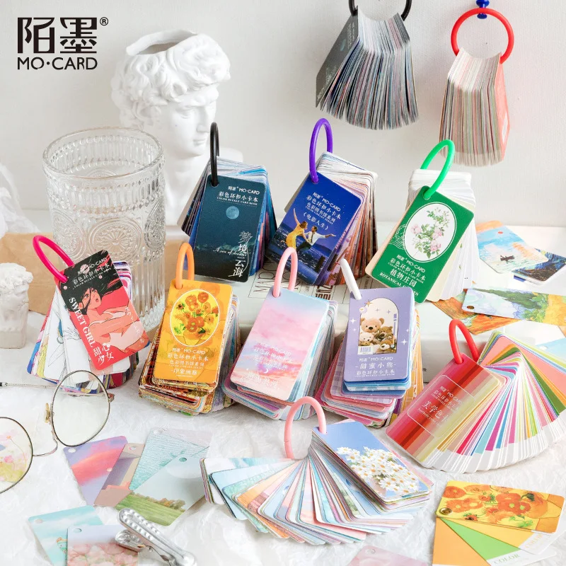 

100 Pcs Color Library Paper Card Decorative Stationery Scrapbooking Diary Album Lable Retro Junk Journal Planner Material Book