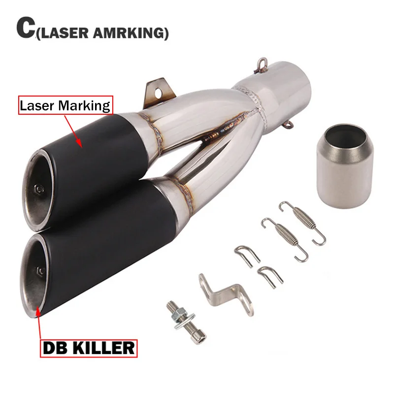 Универсальный выхлопной глушитель мотоцикла с двойной трубой диаметром 51 мм, с технологией DB Killer и лазерной гравировкой, подходит для моделей CB400, z250, NC700 и ktm duke 390.