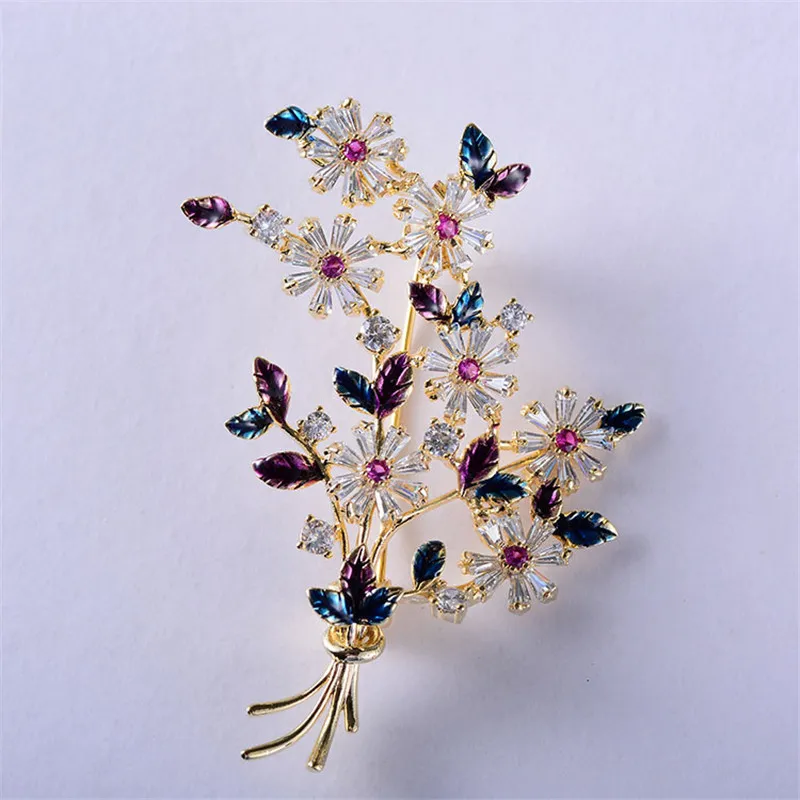 Красивые ААА циркониевые Стразы брошь в виде цветка хрустальные цветы винтажные