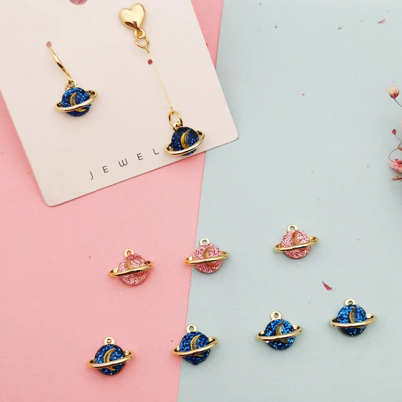 10 шт. эмалевые Подвески в виде Луны и планеты плавающие блестящие золотистые