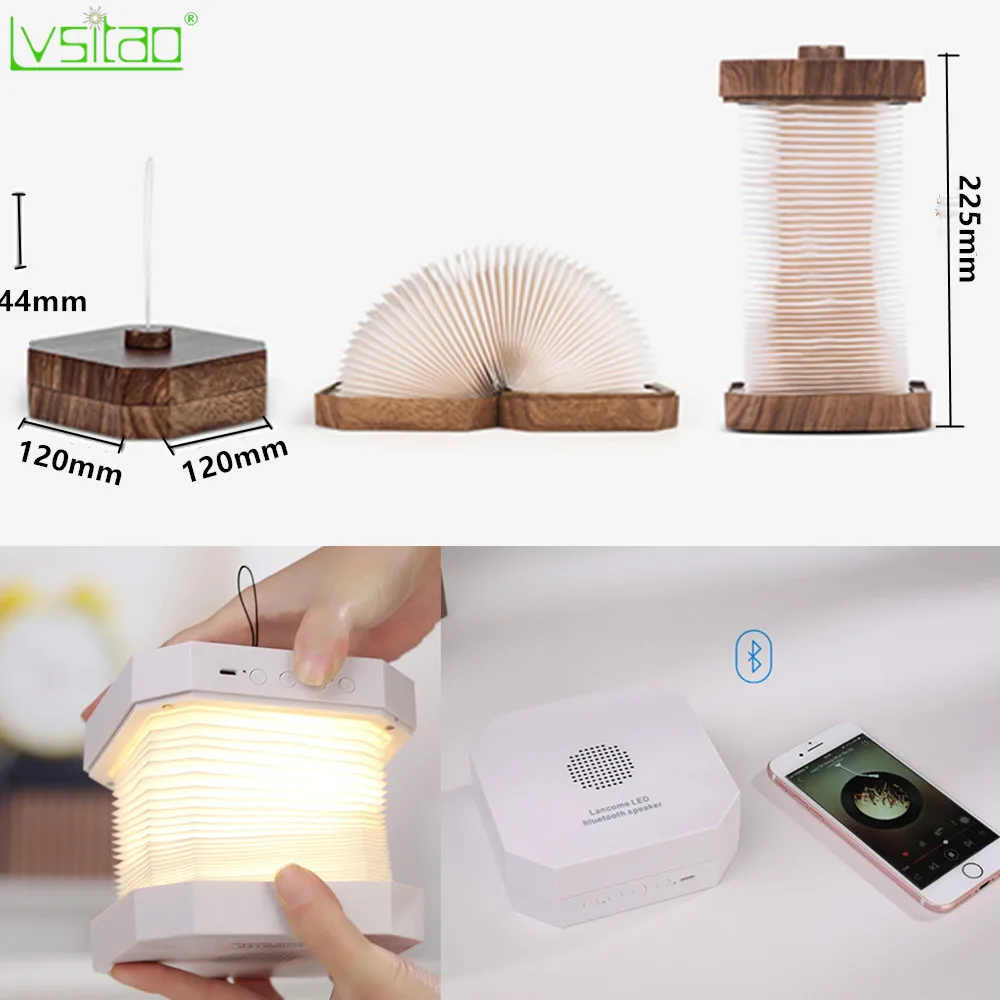 Новая настольная лампа светодиодный книга свет, usb-зарядка 3in1 складной бумага Dupont Динамик Портативный Bluetooth ночник светодиодный настенные подвесные лампы