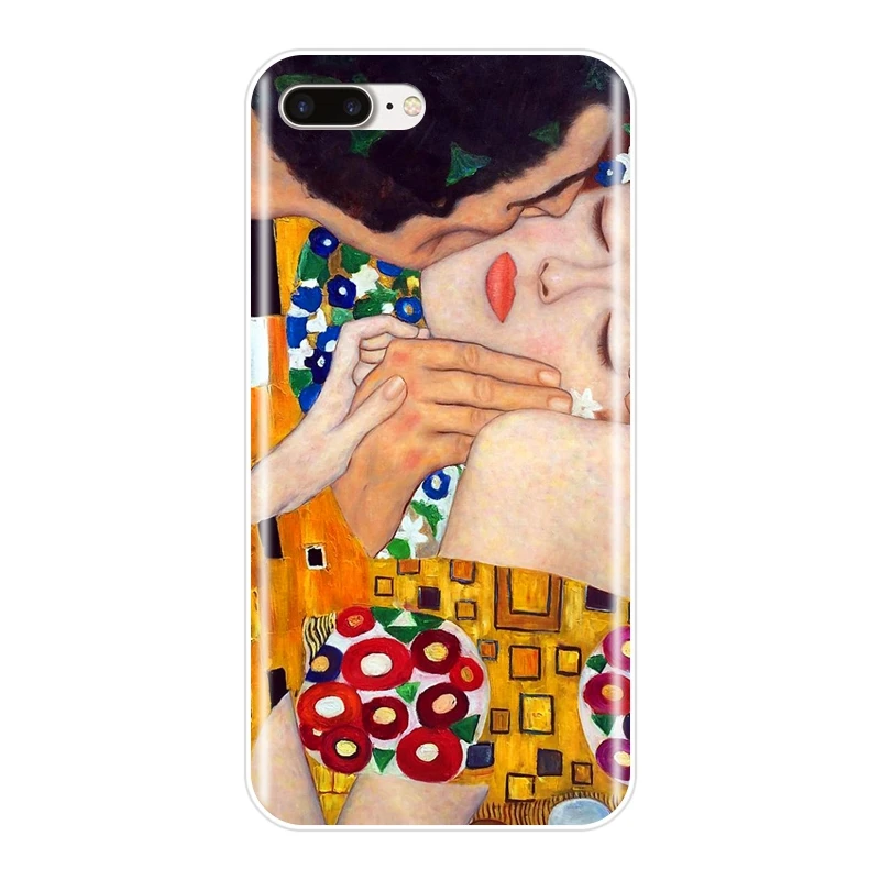 Мягкий чехол для телефона iPhone 6 S 7 8 X XR XS Max силиконовый Густава Климта The Kiss Art Apple Plus