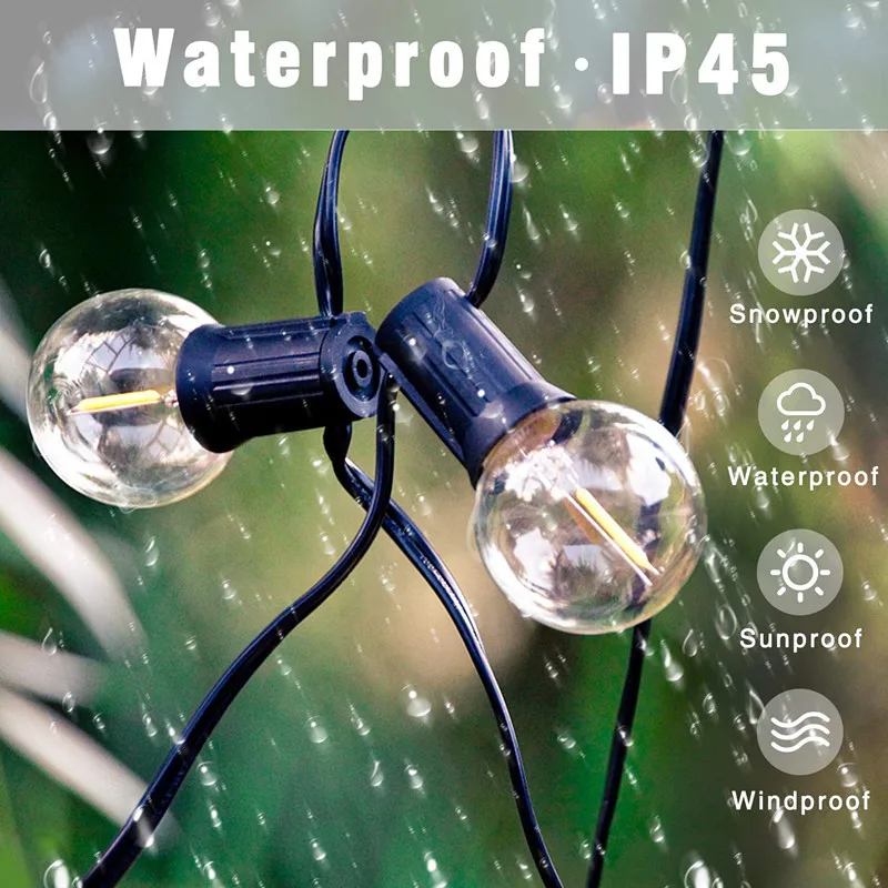 

Гирсветильник да G40 25 футов, светодиодные водонепроницаемые лампы для улицы и помещений, для вечеринки, сада, свадьбы, светильник шение