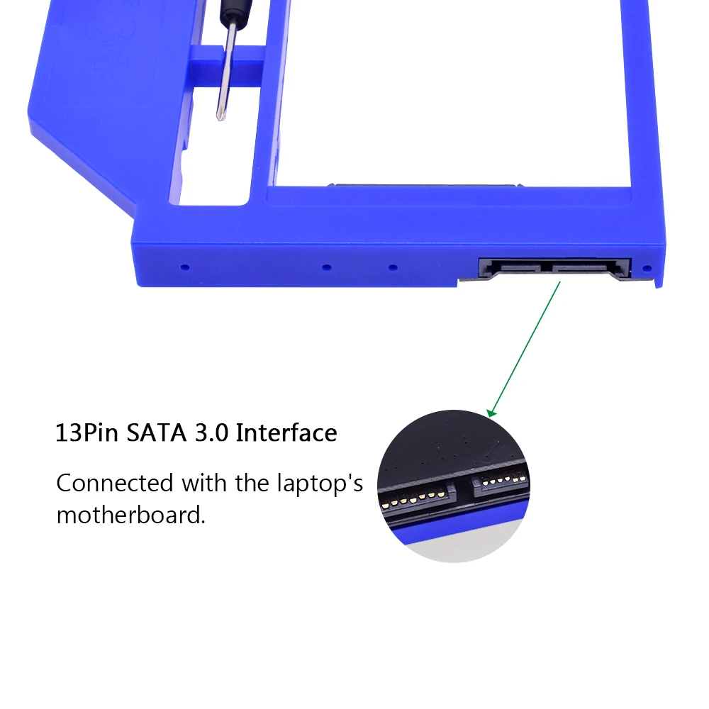 CHIPAL Plastic 2nd HDD Caddy 12.7mm SATA 3.0 for 2.5 SSD Case Hard Disk Enclosure Box Universal Laptop CD/DVD-ROM Optibay | Компьютеры и