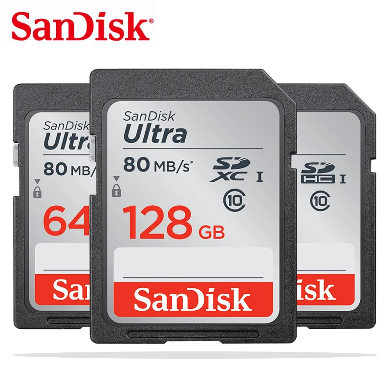 Двойной Флеш-накопитель SanDisk 64 Гб ультра SD карты 128 ГБ SDHC/SDXC карты UHS-I 32GB флэш-карта памяти 16GB Class10 Камера SD для Full HD Запись 80 МБ/с