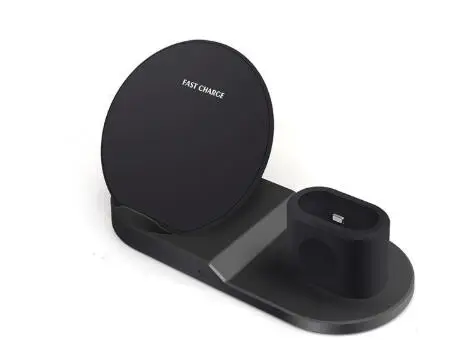 black Новинка 3 в 1 Быстрое беспроводное зарядное устройство для Apple Watch 4 3 2 1 Airpods QI Беспроводное зарядное устройство док-станция для iPhone XR XS MAX Быстрая зарядка - Тип штекера: black