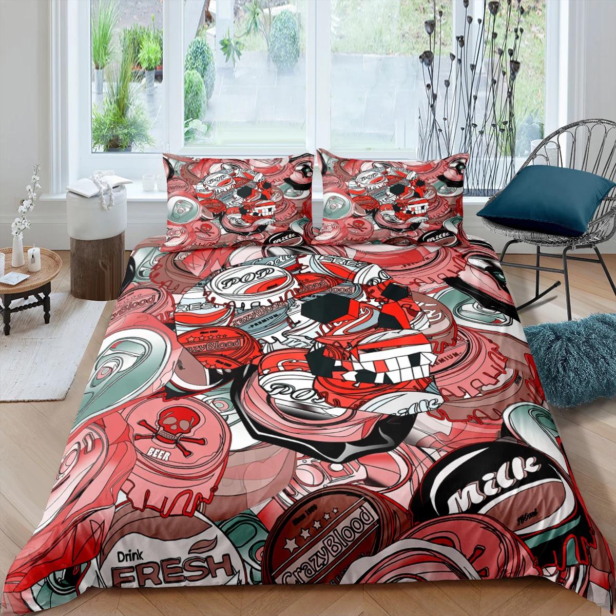 

Beer Cap Bedding Sets Duvet Cover Kids Boys Girls Bed Set For King Queen Twin Double Size Quilt Comforter Covers 2/3 Pcs