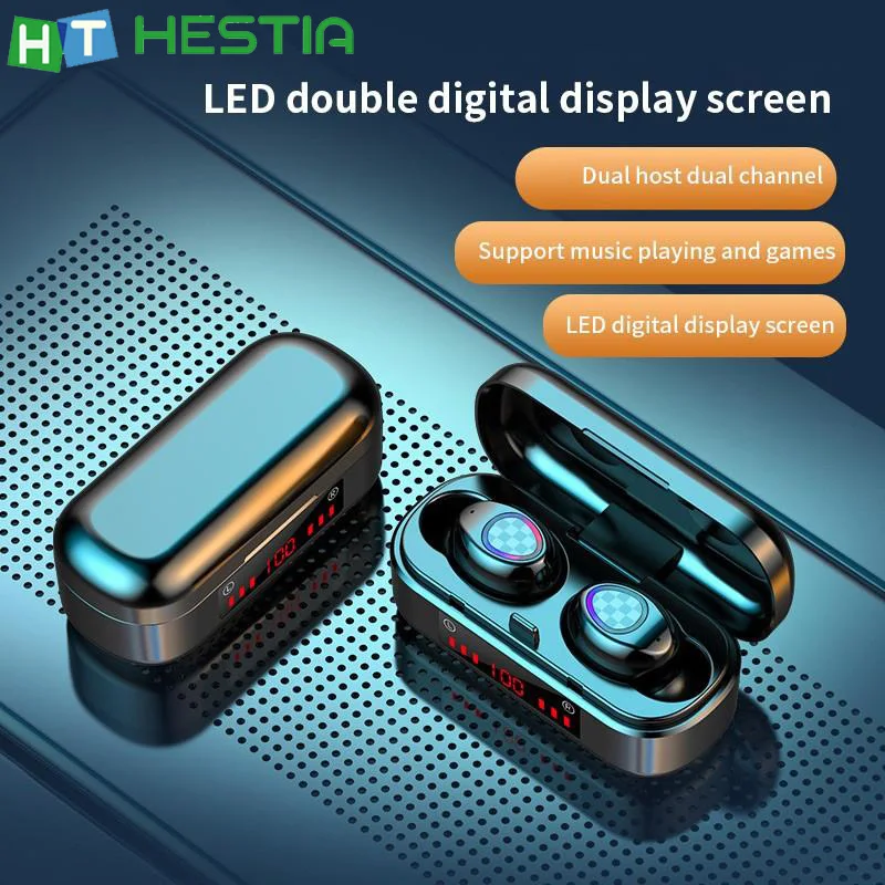V7 V8 TWS True беспроводные Bluetooth наушники водонепроницаемые портативные LED двойной
