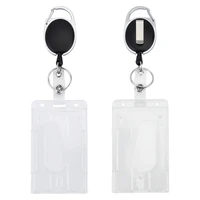 1pc Retractable Badge Holder with Badge Reel Work Card Holder Clip Vertical Style Clear Name Tag Office School Supplies
