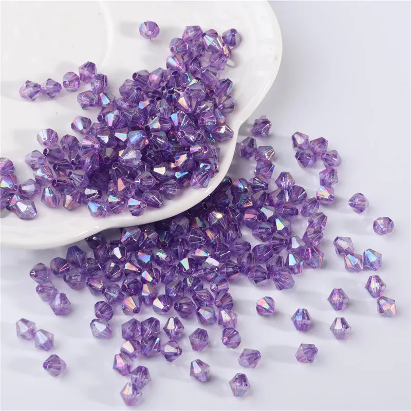 100Pcs 6mm Crystal Rhomb Beads Acrylic Bicone Loose Spacer Bead Shiny Pearls For Bracelet DIY Jewelry Making Wholesale | Дом и сад