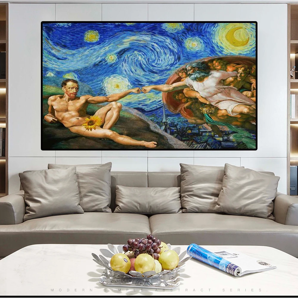 С забавными граффити Искусство Ван Гог и друзья Плакаты принты картины на холсте