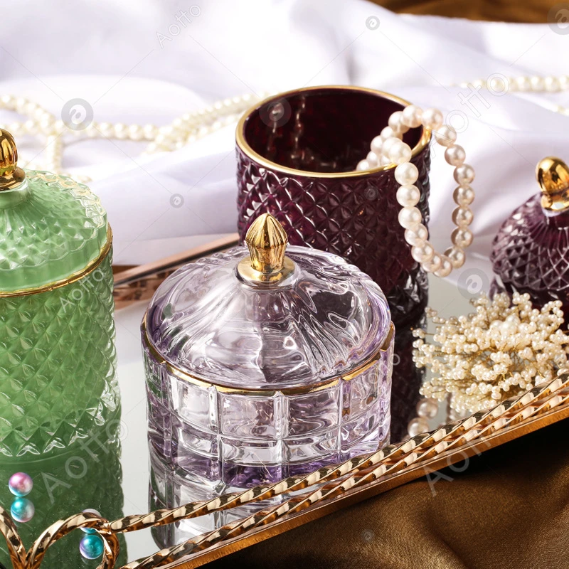 Винтажный цветной прозрачный контейнер для хранения конфет с крышкой|Бутылки и