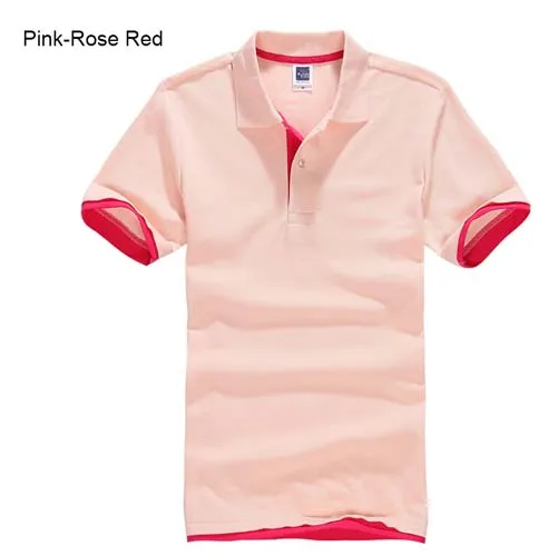 pink Rose red Ranberone, фирменная новинка, Мужская рубашка поло, высокое качество, мужская хлопковая рубашка с коротким рукавом, брендовые майки, летние мужские рубашки поло размера плюс - Цвет: pink Rose red