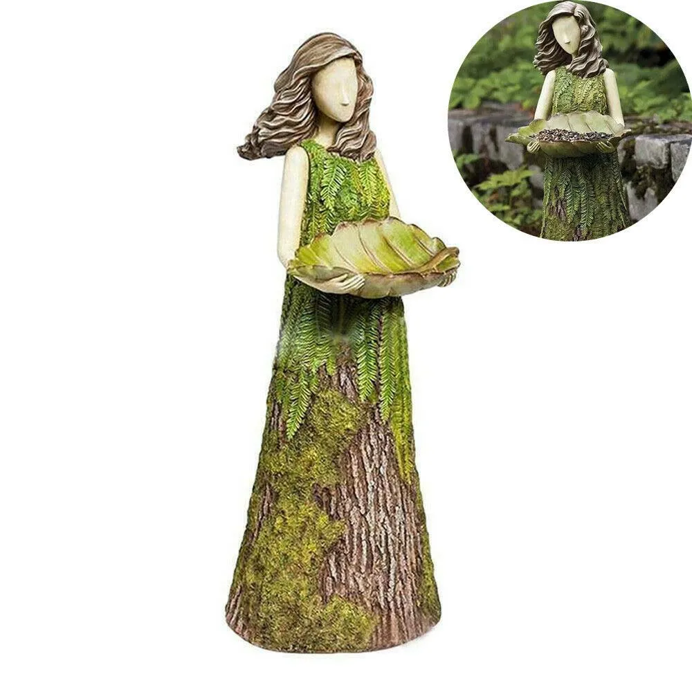 Статуя Феи папоротника Sherwood с кормушкой для птиц искусственное украшение сада |