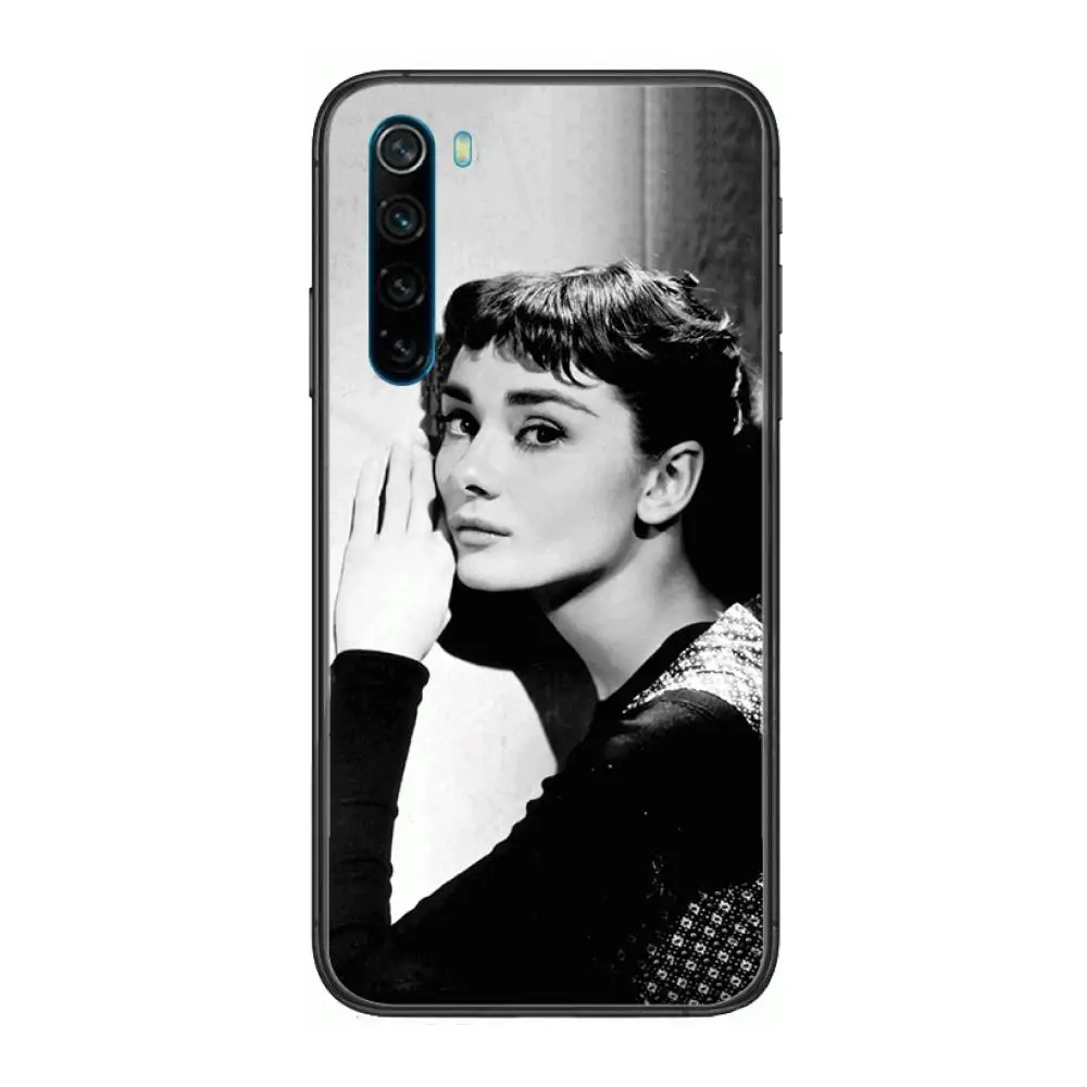 

Famous Elegant Audrey Hepburn cartoon Phone Case For XiaoMi Redmi Note 9S 8 7 6 5 A Pro T Y1 Anime Black Cover Silicone Back P