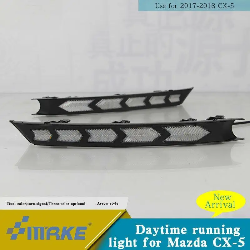 

For Mazda CX-5 2018 Car DRL LED Daytime Running Light Yellow Turn Signals Waterproof LED Daylight