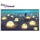 Алмазная живопись с фантазийным пейзажем, яркая луна, океан, полноразмерная полимерная мозаика, вышивка, ручная работа, декор 4Y209