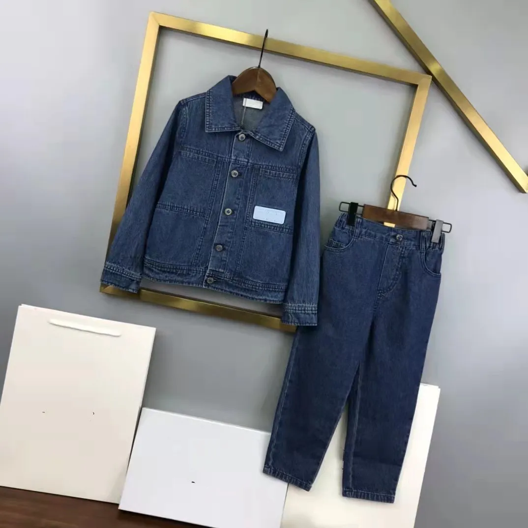 

Классический ковбойский костюм для мальчиков и девочек, Осень-зима 2021, топ с отложным воротником и брюки, простая модная Высококачественная...