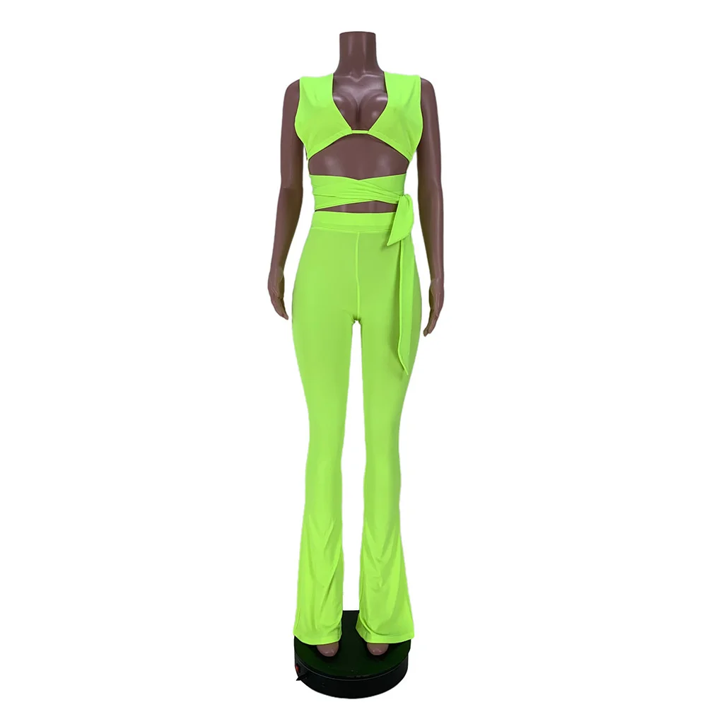 Женский комплект из двух предметов однотонный топ без рукавов с глубоким