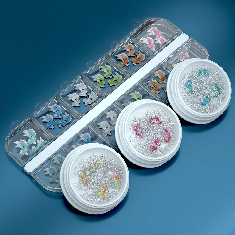 

1Box Resin Fish With Beads Nail Art Gem Stones Set Nail Art Design Charms For 3D Nails Art Decoration Nail Art Accessories