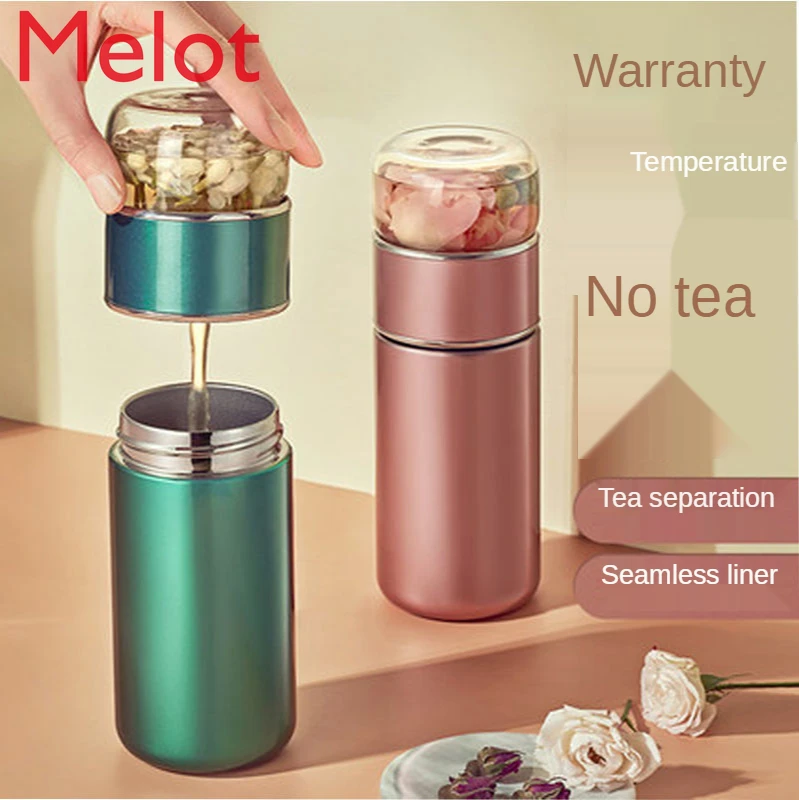 

Vacuum Cup Stainless Steel Tea Water Separation Tea Cup Double-Layer Creative Portable Drinking Bottle