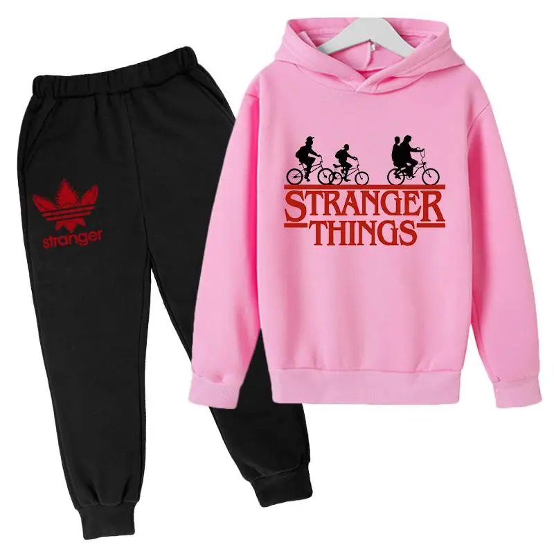 

boy/girl Harajuku Sweatshirts funny baby Kawaii Oversized Hooded Hip Hop Casual Jogging Suit Stranger Things cotton Hoodie suits
