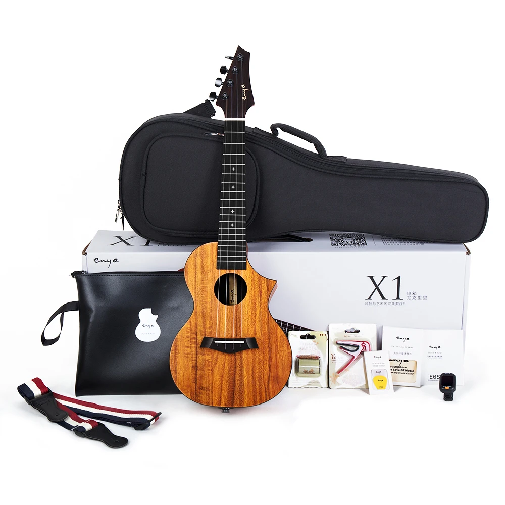 

Enya Ukulele Cutaway Concert Tenor 23" 26" HPL Ukelele Acoustic 4 strings Hawaii mini guitar with bag tuner capo strings strap