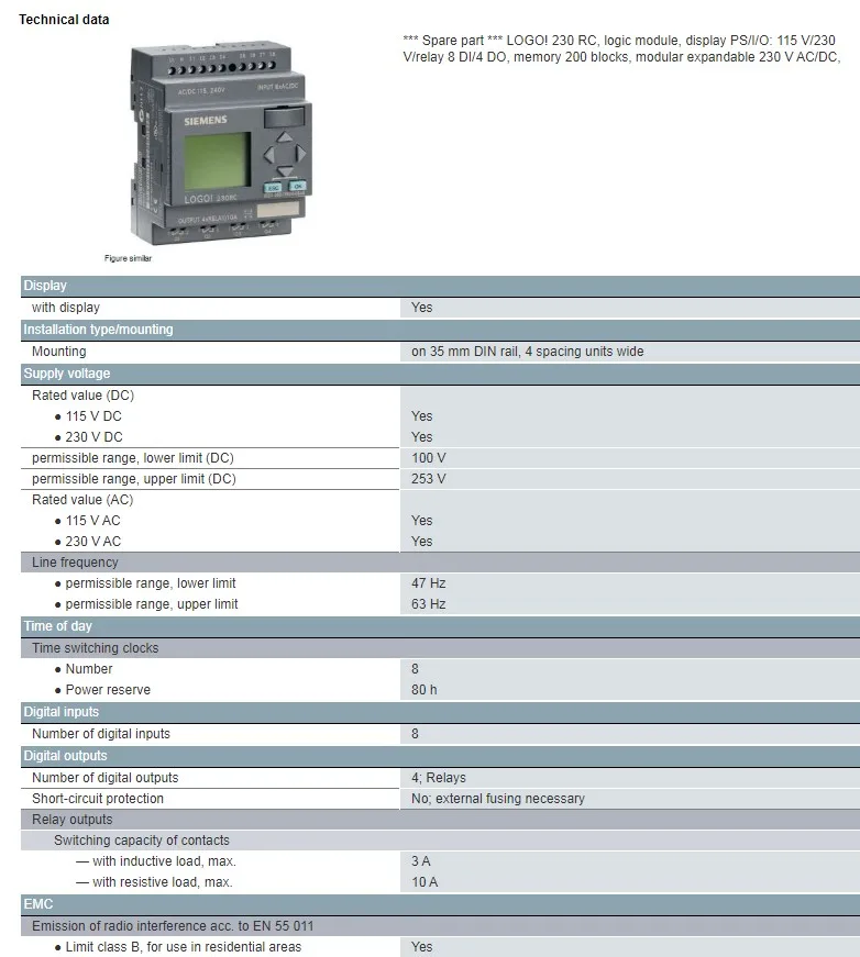 

Hot Sales LOGO CONTROLLER 6ED1052-1MDO0-0BA8 12/24RCE Logic Module On Sales