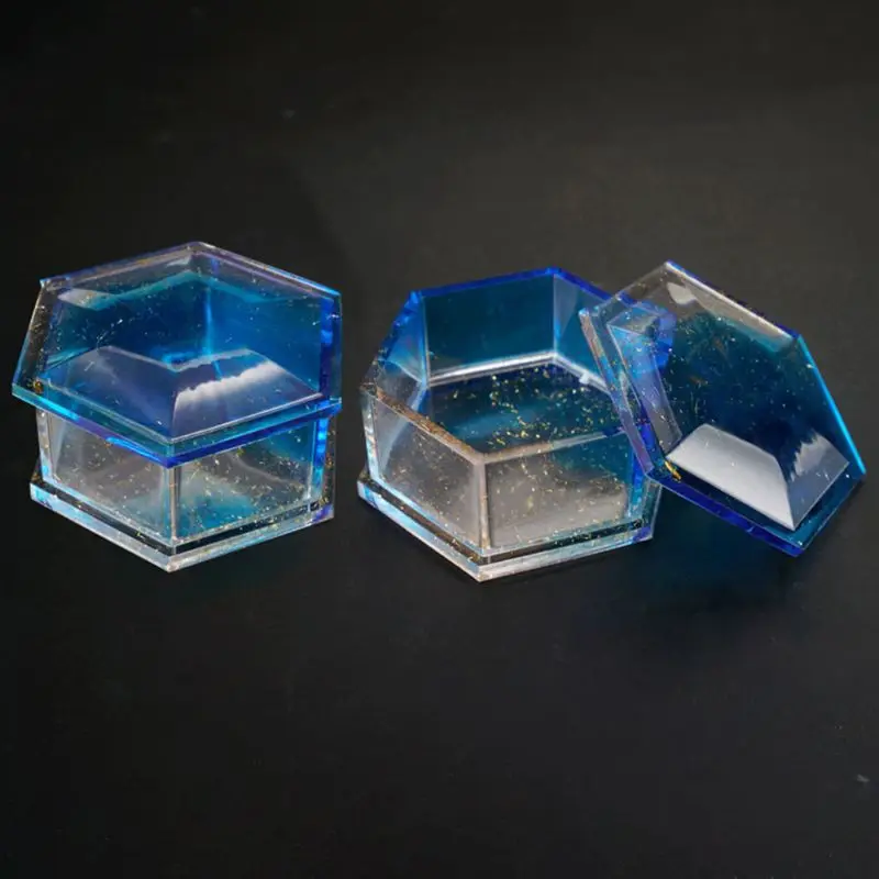 Ювелирные изделия смолы формы DIY шестиугольник коробка для хранения плесень кристалл эпоксидной формы сливы силиконовые формы для ювелирных аксессуаров