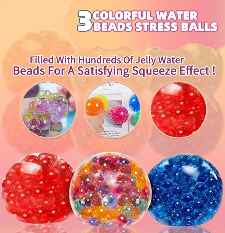 

An-ti Stress Squeeze Ball 6.5cm Crystal Vent Squeezes Colored Bead Colorful Ball Decompression Grape 10ml Anti-stress Ball #01