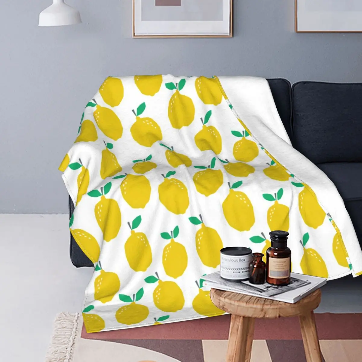 

Lemon Fruit Yellow Tropical Citrus Summer Fruit Throw Blanket Ultra-Soft Micro Fleece Blanket Warm Blanket for Womens Bed