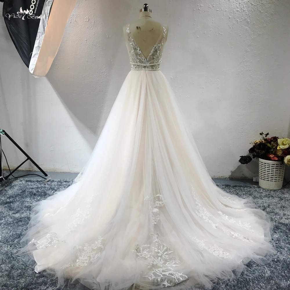 picture color RSW1493 простое красивое Доступное кутюр платье Mariage Румяна цветной v-образный вырез Wildely Boho Свадебное платье - Цвет: picture color
