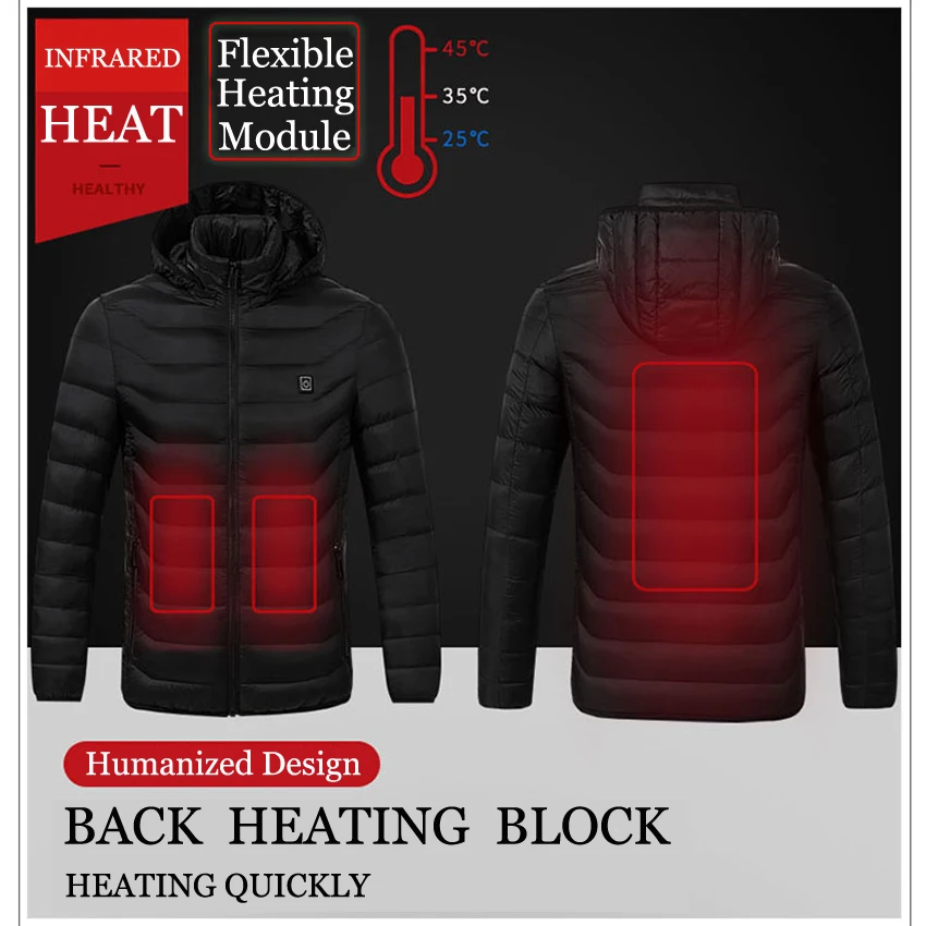Зимняя мужская куртка для походов с USB подогревом спорта на открытом воздухе