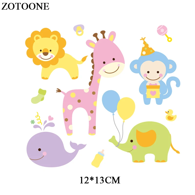 2 ZOTOONE, железные Мультяшные нашивки в виде животных для детской одежды, аксессуары для самостоятельной сборки, декоративные виниловые пластыри, подарочный набор для тела D - Цвет: 2