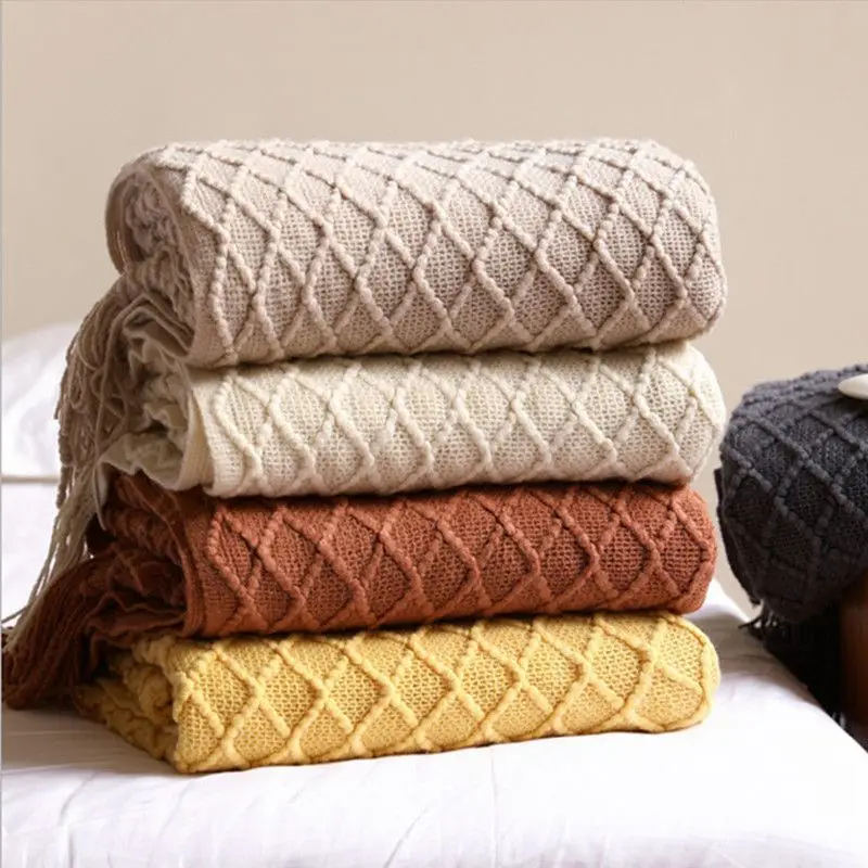 Одеяло из ниток однотонное окрашенное одеяло для дивана мягкая и теплая зимняя
