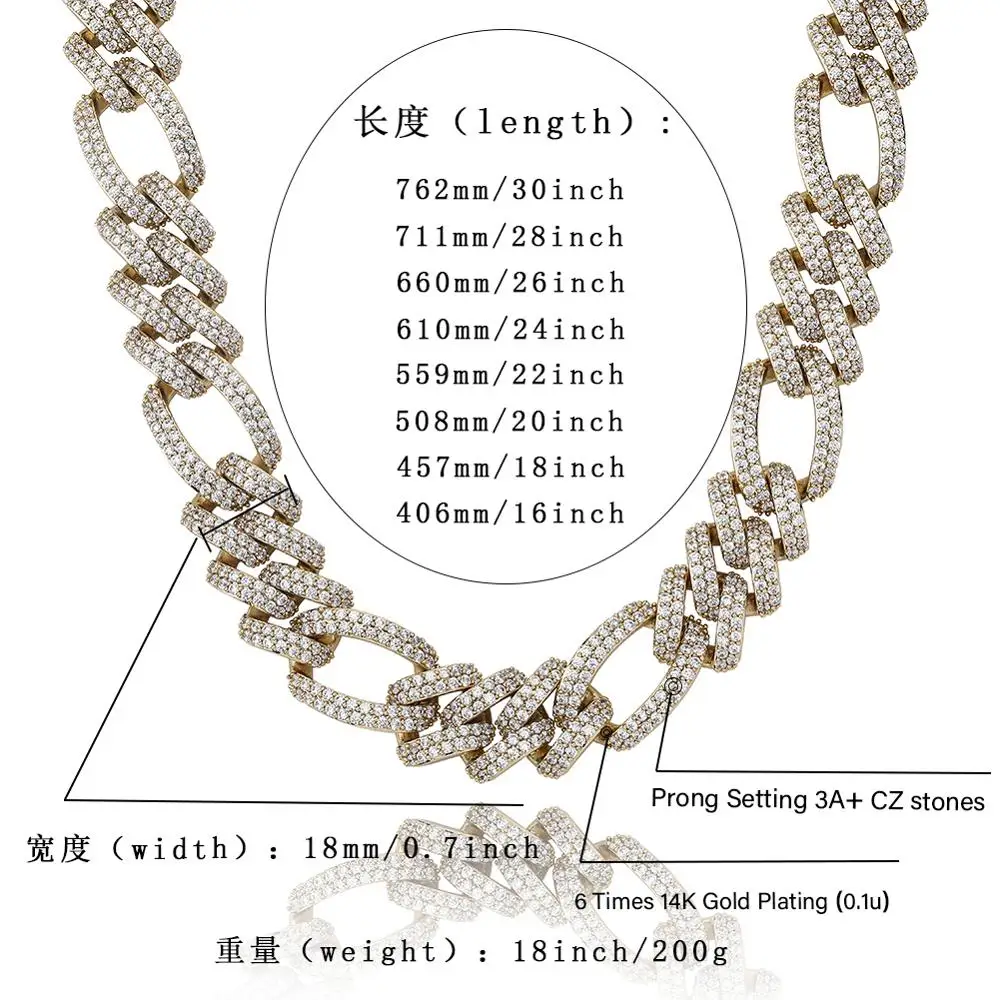 JINAO Новая мода 18 мм Майами кубинский тяжелые ожерелье крапановая закрепка льдом