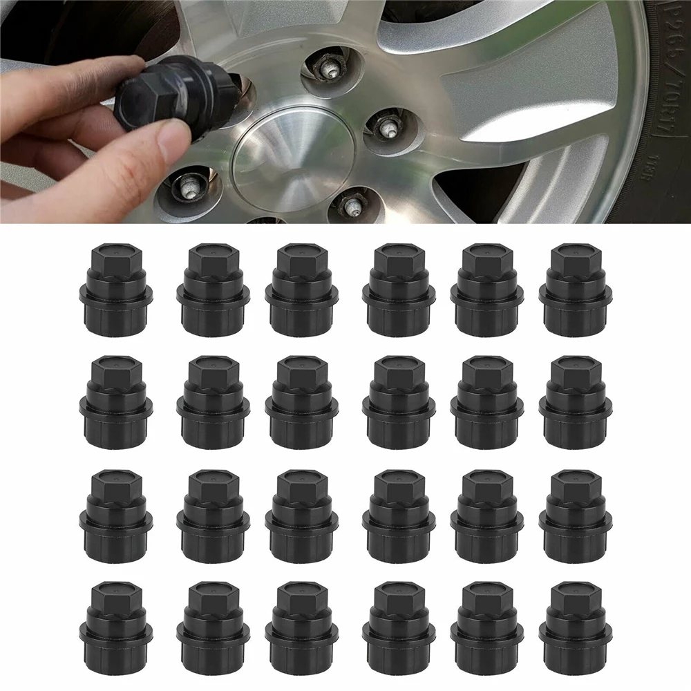 

24Pcs Black Auto Plastic Wheel Lug Nut Cover Caps Water Dust Proof for Chevrolet GMC 1500 2500 Full Size Truck