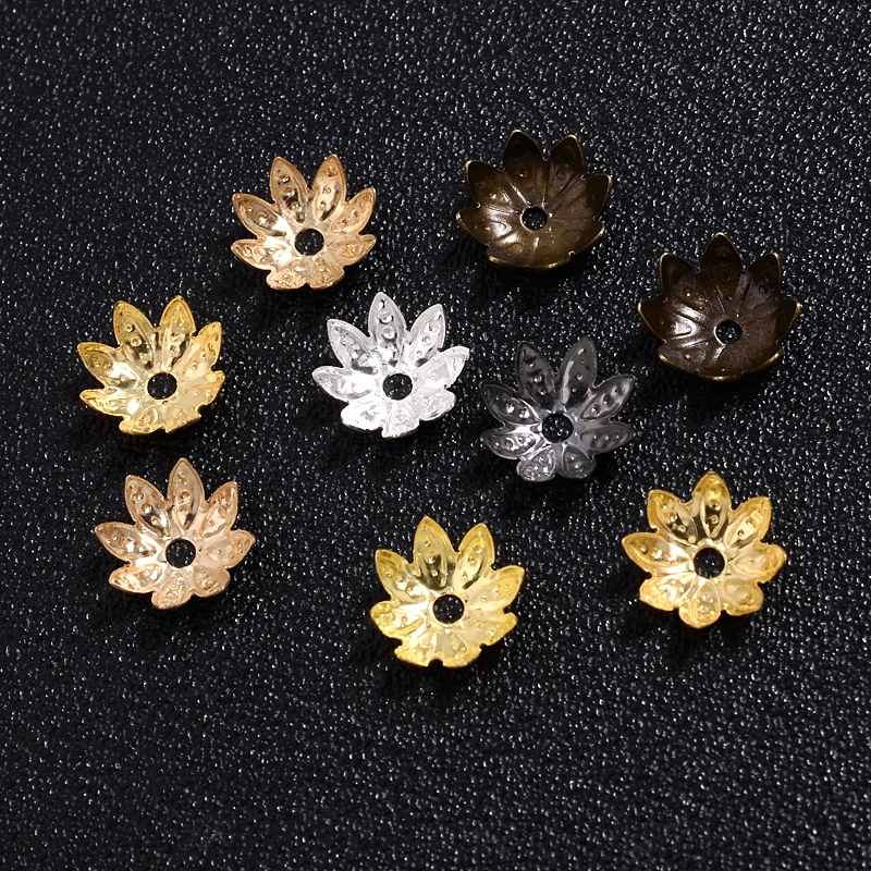 

200Pcs/Pack 8 10mm 8-Petal Retro Lotus Flower Metal Loose Spacer Cone End Bead Caps for Diy Jewelry Accessories Making