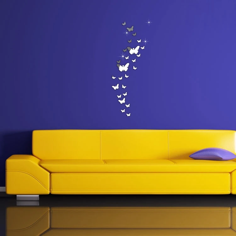 

25 шт./компл. зеркальная бабочка кухонная Настенная Наклейка для детской комнаты домашнее украшение Настенная Наклейка «сделай сам» зеркаль...