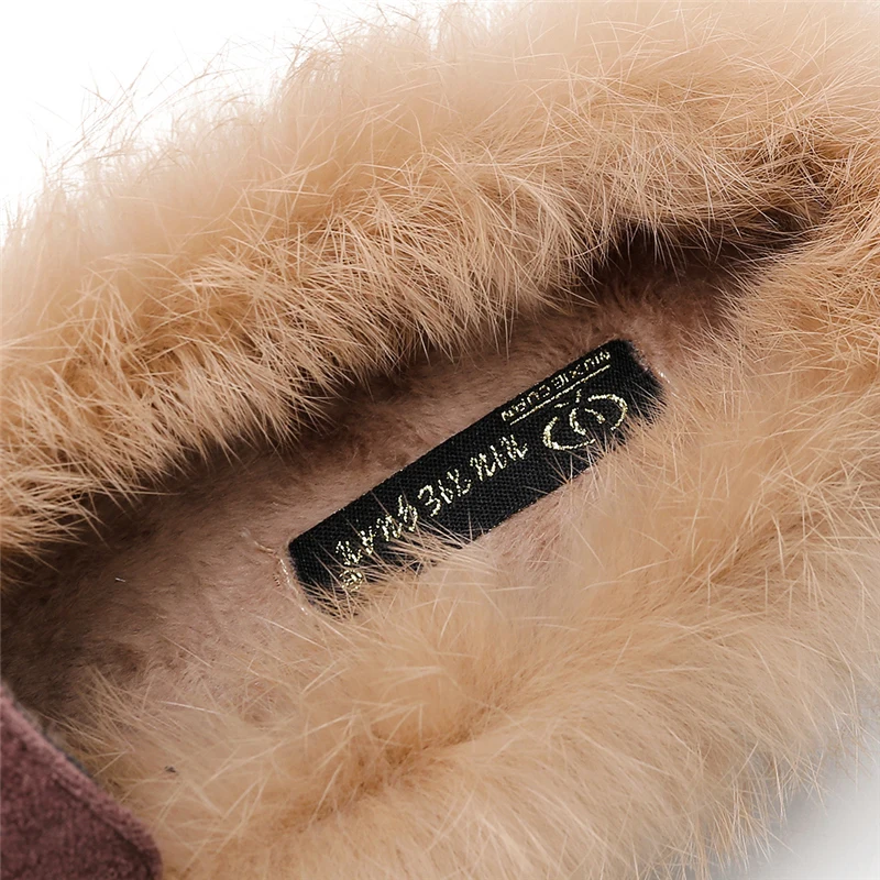 2020 фирменный дизайн зимние женские меховые шлепанцы с заклепками украшенные