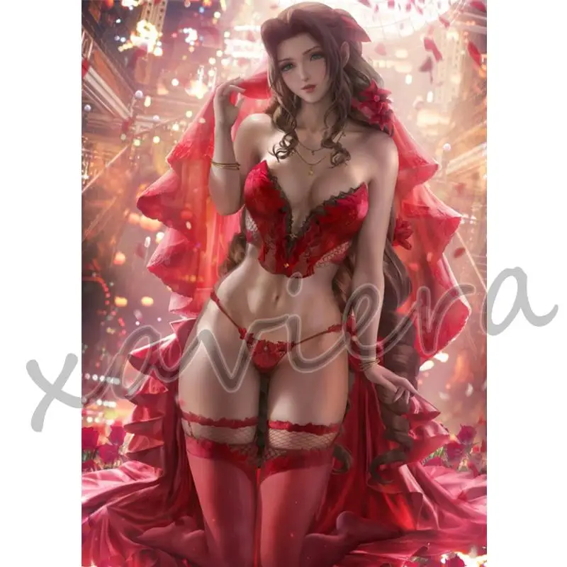 

Алмазная 5D картина Xaviera «сделай сам», полное сверление, круглая красная Стразы с сексуальной девушкой, вышивка крестиком с персонажами аним...