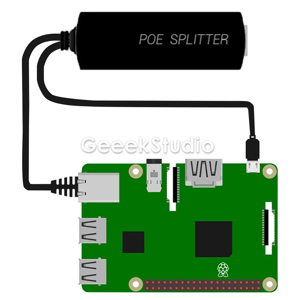 Разветвитель PoE Gigabit Raspberry Pi USB Type C с питанием от Ethernet удлинитель коммутатора IEEE