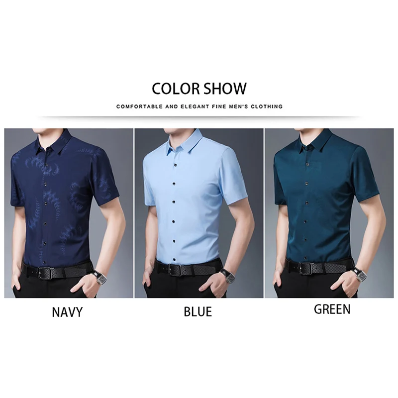 Мужская рубашка с коротким рукавом BROWON Тонкая Повседневная приталенная